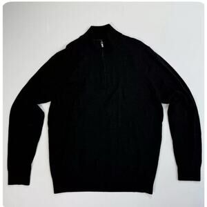 Marconi 100% Merino Wool Mens 1/4 Zip Sweater Mock Neck Size XXL Black Great C.